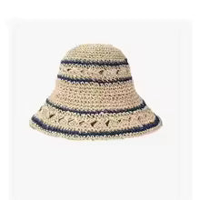 Beige & Blue Striped Bucket Hat