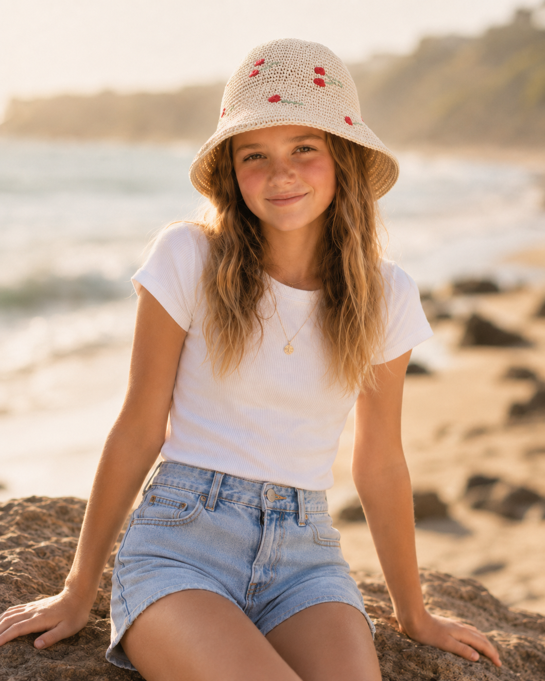 Cherry White Bucket Hat